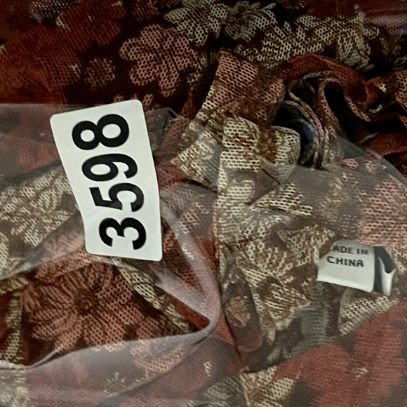 Whimsy Fairy Floral Mesh Dress Women Medium Sheer Pleated Midi Y2K Boho Peasant - Picture 16 of 16